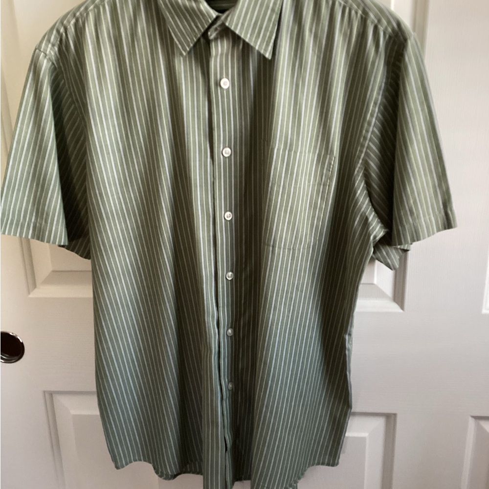 Arrow Green and White Dress Shirt with Stripes